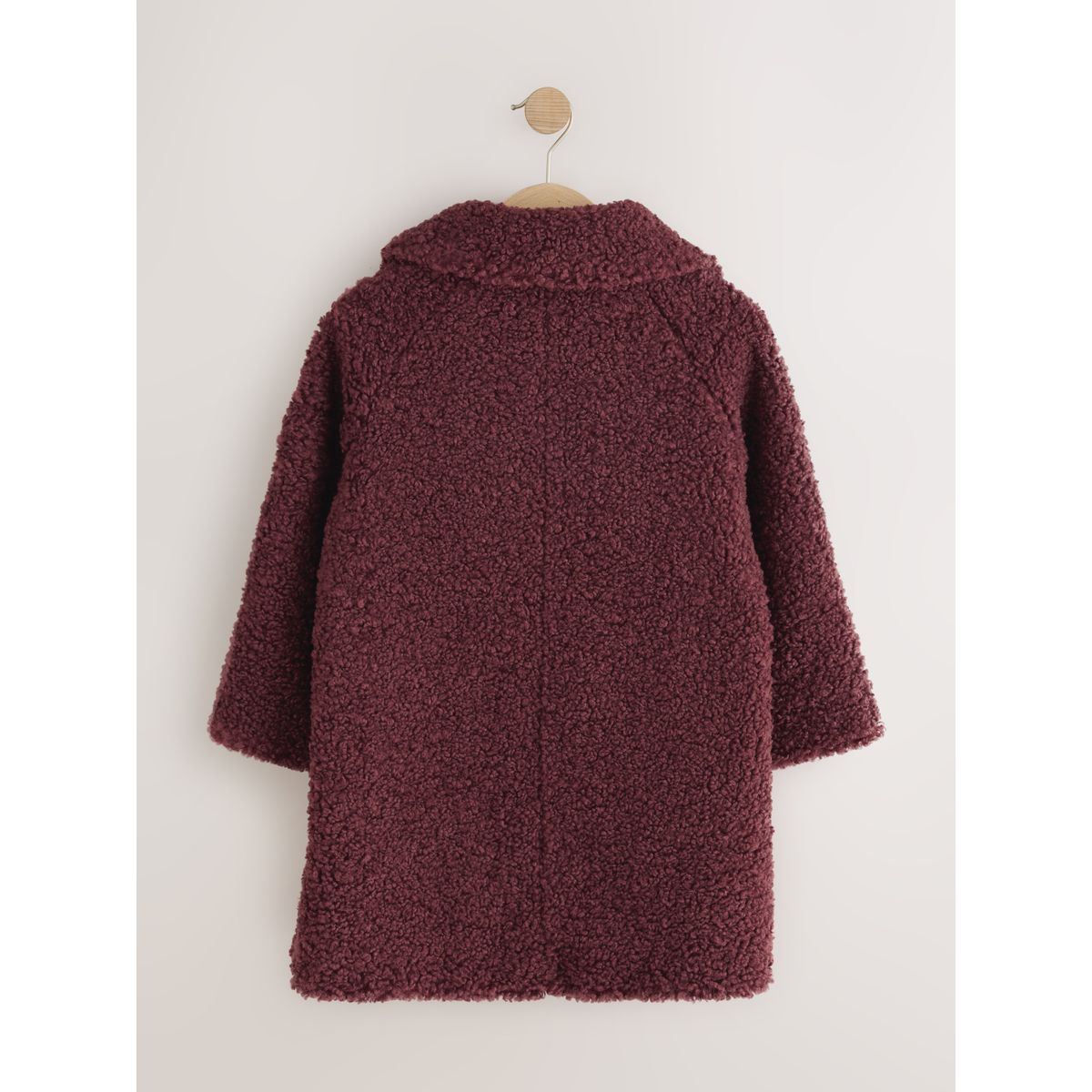 Manteau long en imitation peau de mouton rouge bordeaux, NEXT
