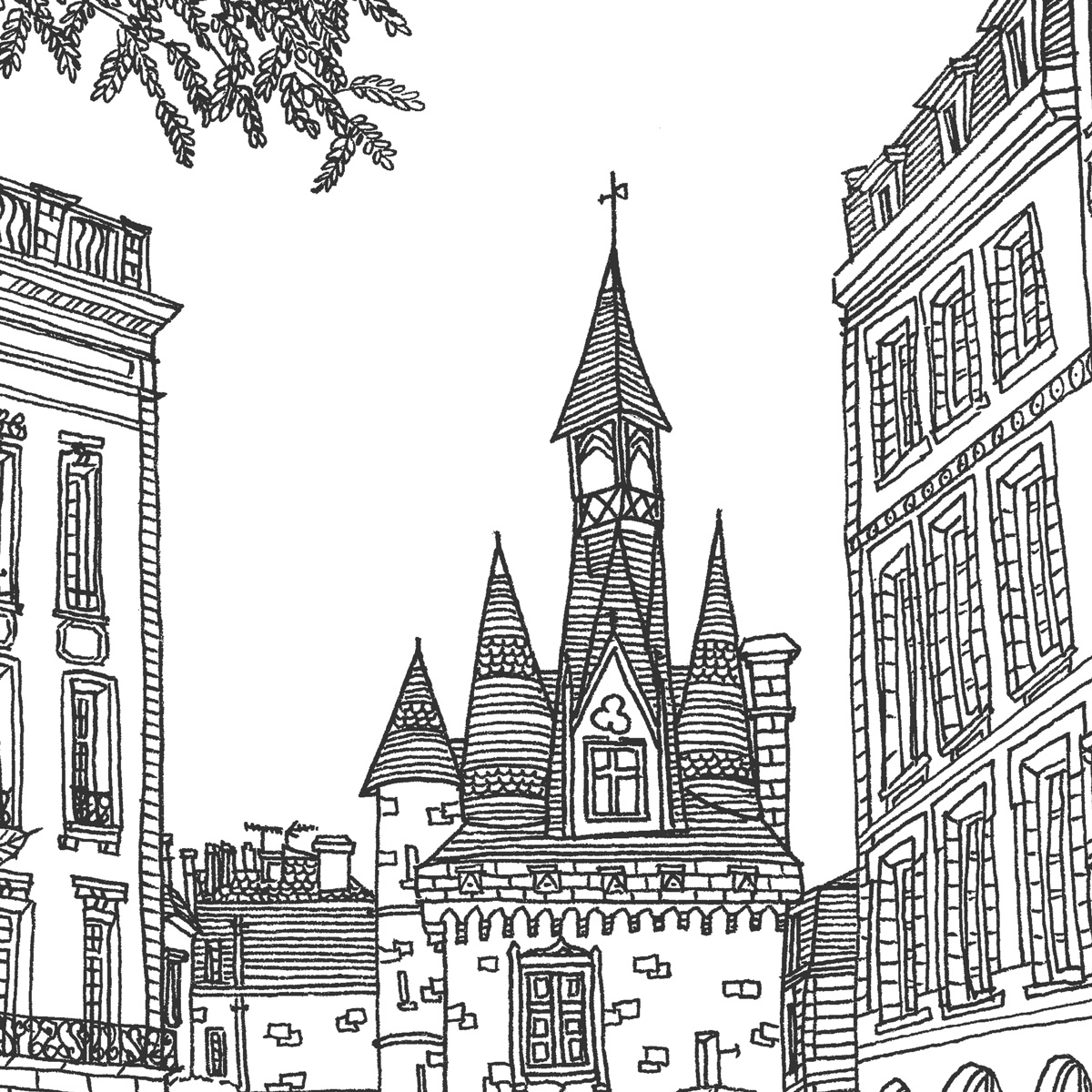 Papier peint panoramique Bordeaux Porte Cailhaut,  225 x 250cm gris, ACTE DECO