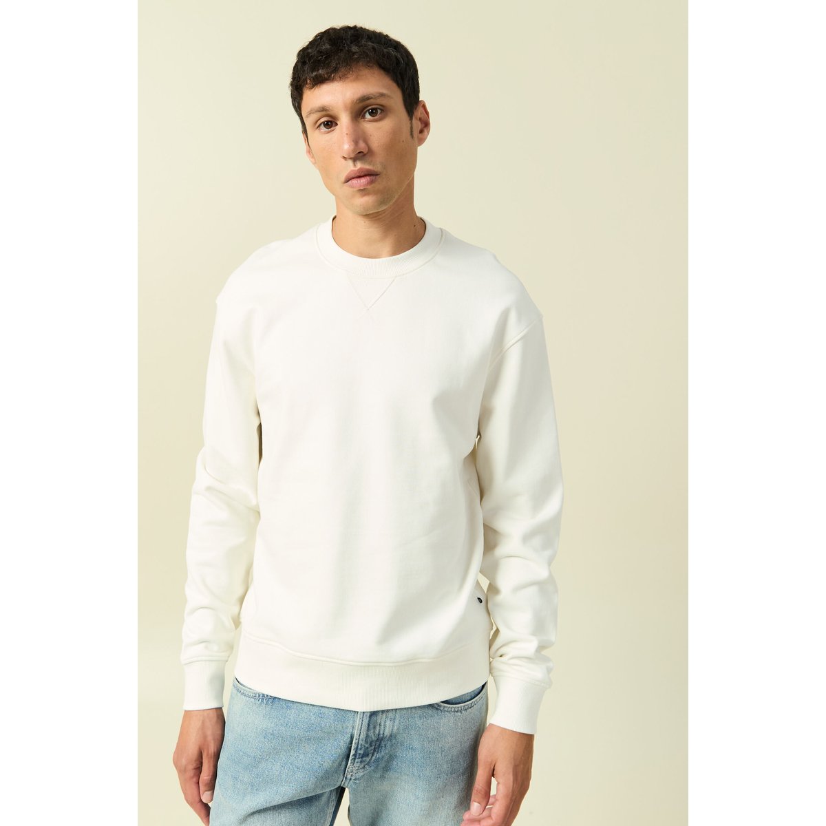 Sweat manches longues en coton ecru, BONOBO