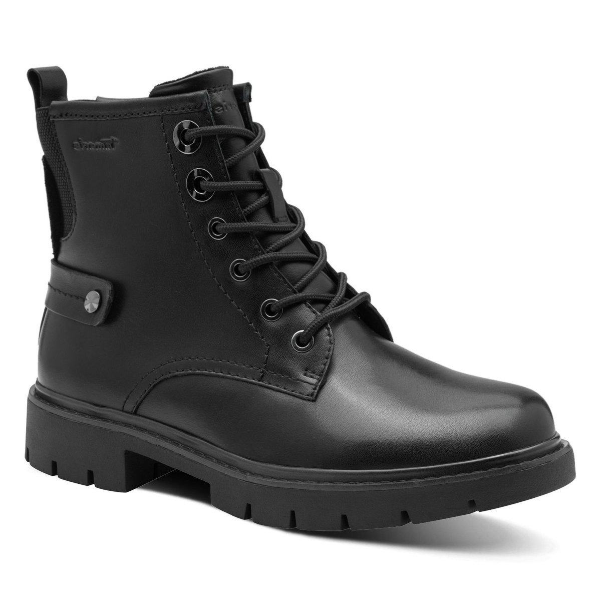 Bottine en cuir noir, TAMARIS