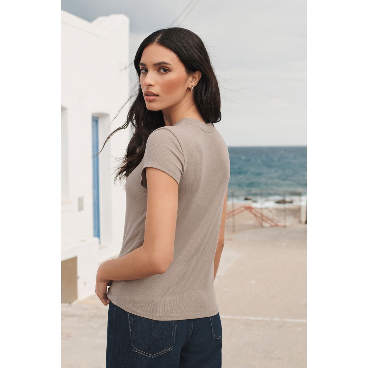 T-shirt côtelé à manches courtes grey, NEXT