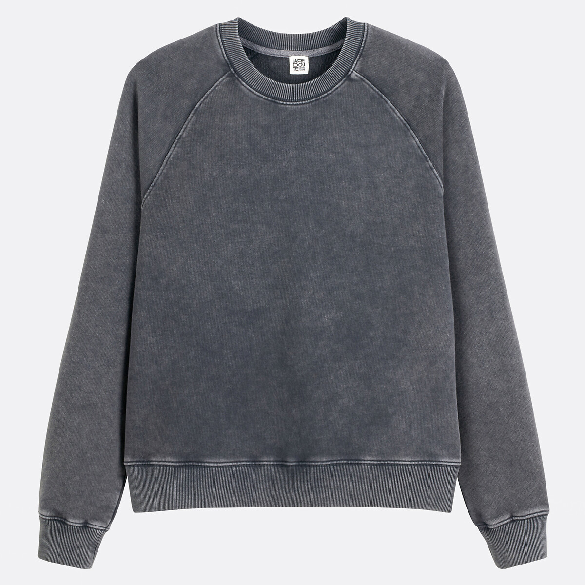 Sweat de gola redonda, em algodão, efeito desbotado cinzento desbotado, LA REDOUTE COLLECTIONS