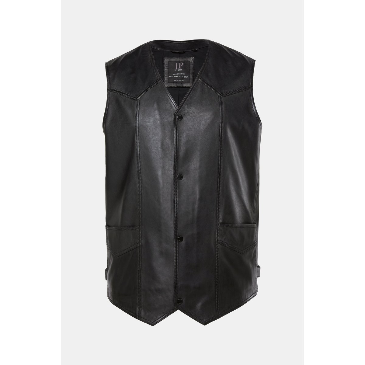 Gilet en cuir d'agneau nappa noir, JP1880