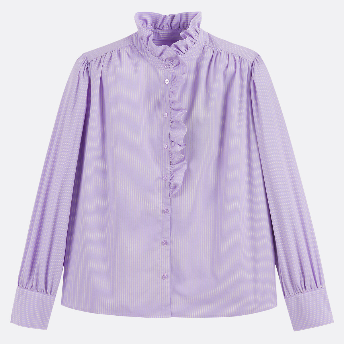 Camicia a righe, collo vittoriano, Signature CHARLÈNE rigato viola, LA REDOUTE COLLECTIONS