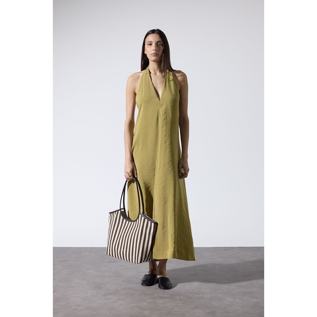 Bolso de lona a rayas, MILÁN rayas marrón, NAT & NIN