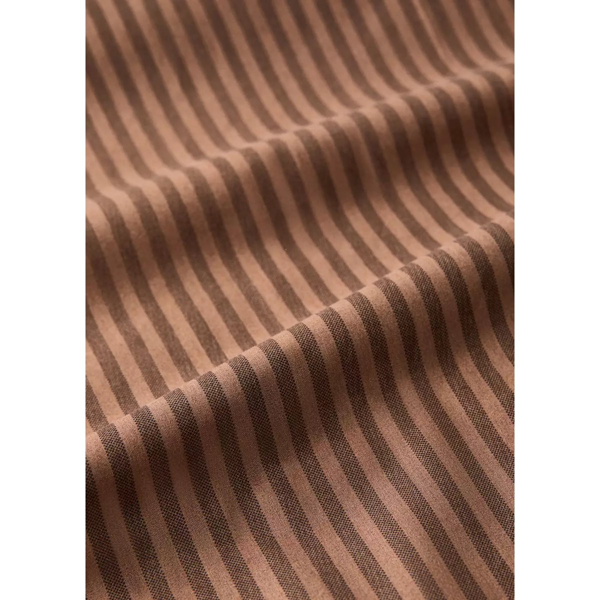 Housse de couette percale de coton rayures bicolores lit 150/160 cm marron, MANGO HOME