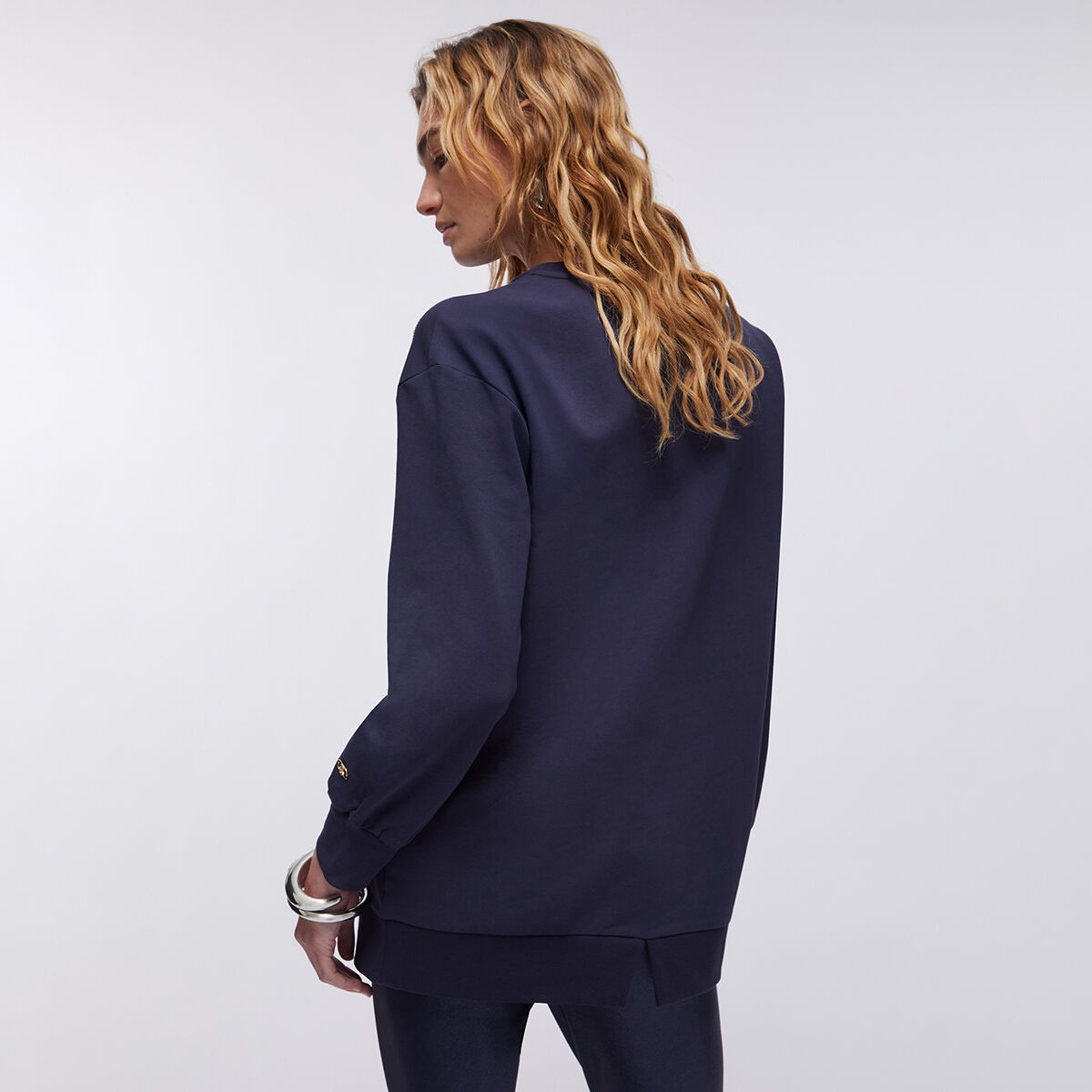 Sweat avec fleurs brodées bleu foncé, LIU JO