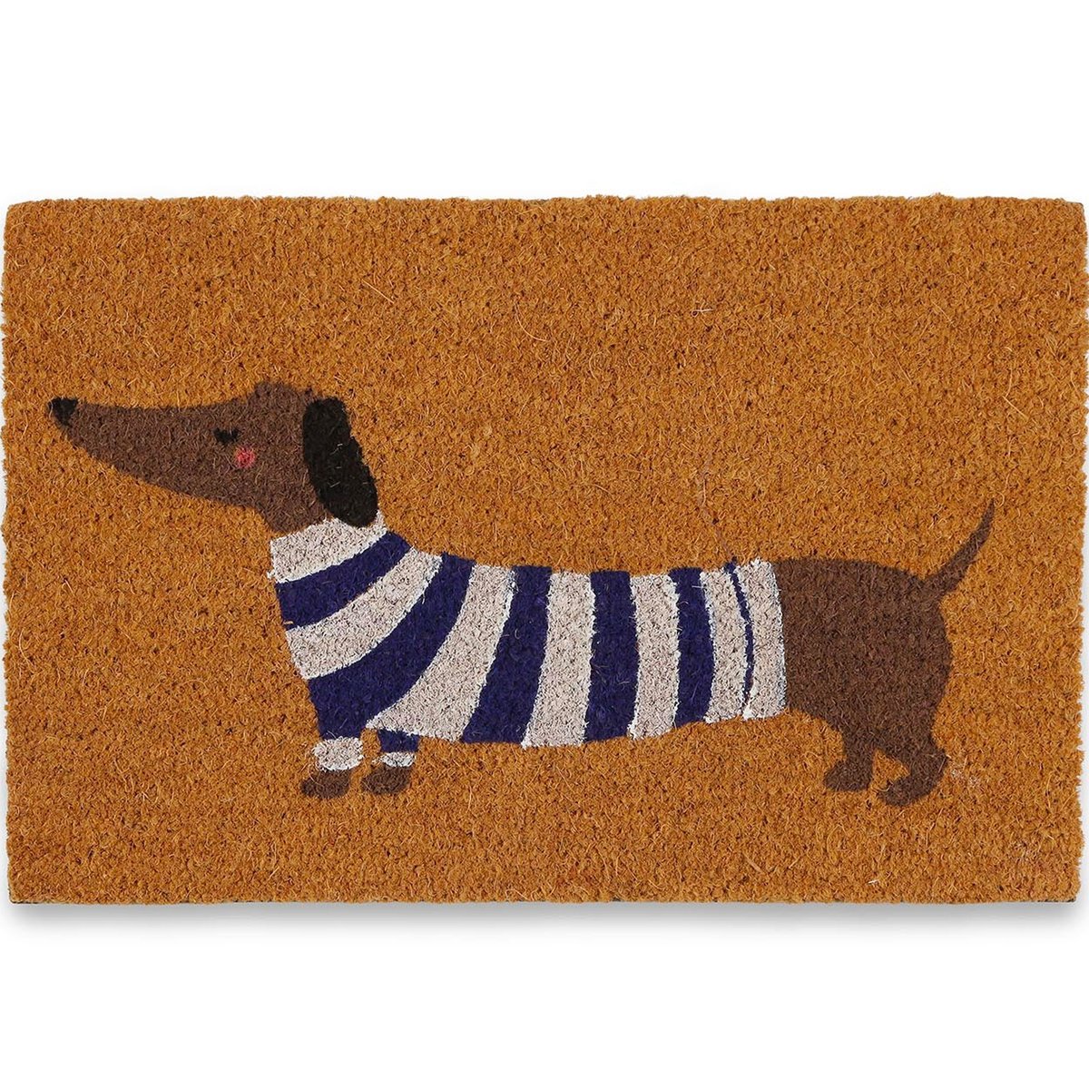 Paillasson coco chien pull rayé 60x40x2cm marron, WADIGA