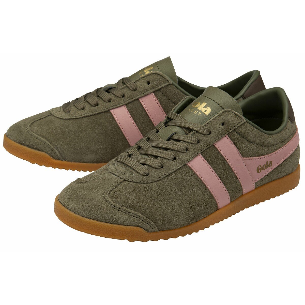 Baskets Bullet Suede kaki/corail, GOLA