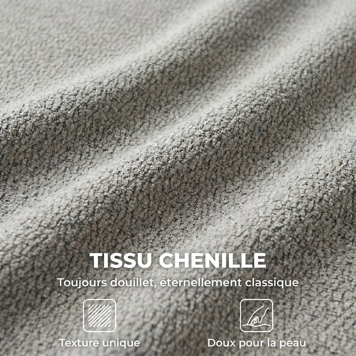 Chaise de bureau Chenille (100 % polyester) gris, HOMCOM