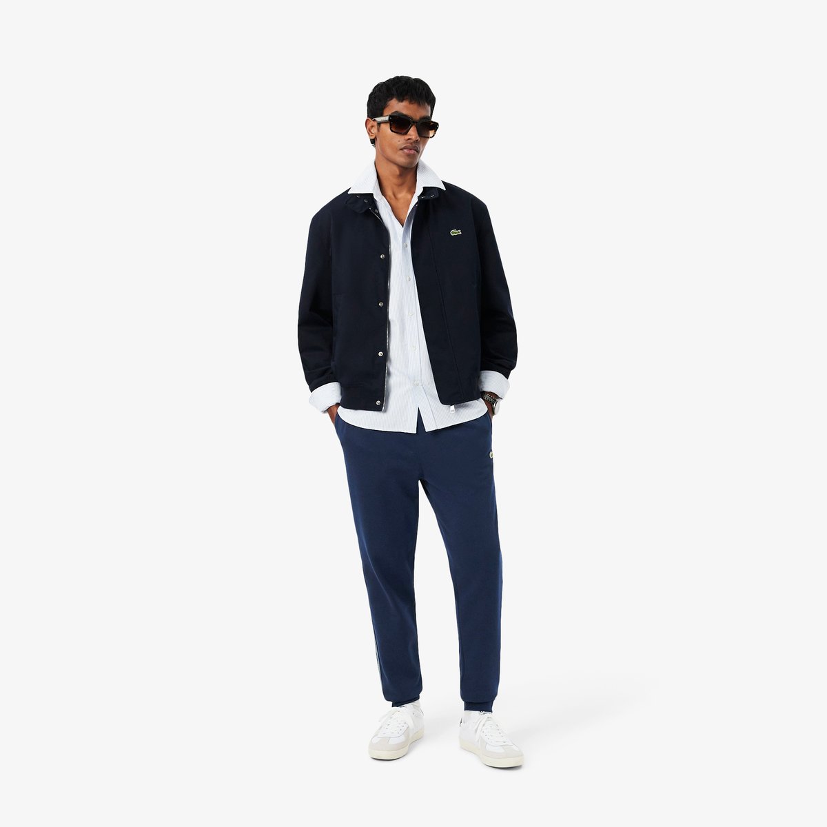 Pantalon de survêtement bandes griffées bleu-166, LACOSTE
