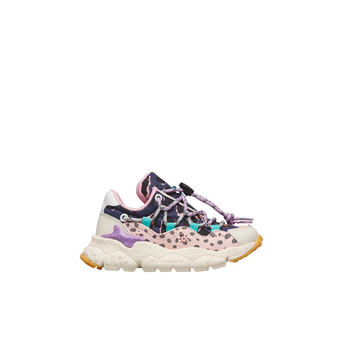 Sneakers en simili cuir et tissu technique RAIKIRI JUNIOR. beige-rose, NATURINO