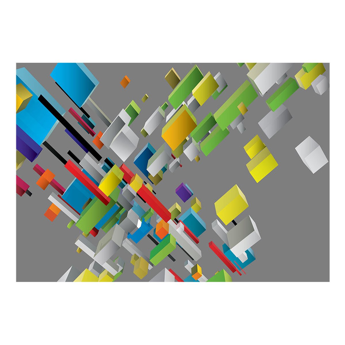 Papier peint intissé panoramique Abstractions Color puzzle gris / argent, EDEN