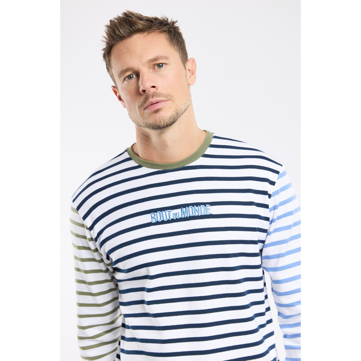 Marinière en coton BDM blanc/blu cupo/bleuet/military, ARMOR-LUX