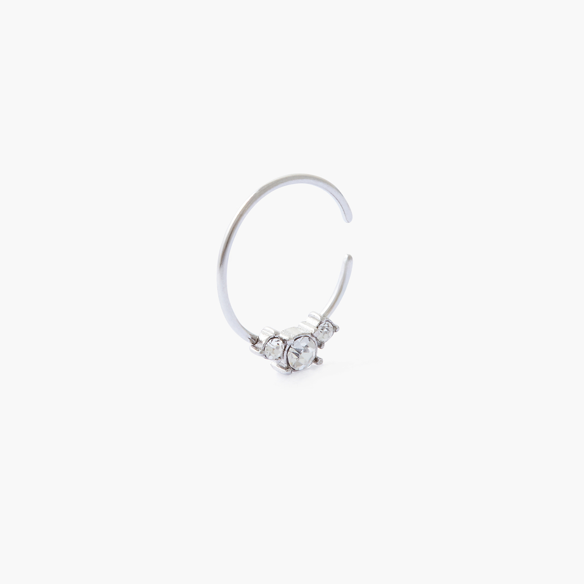 Piercing helix/tragus anneau 10 mm acier chirurgical et strass argenté, BALABOOSTE