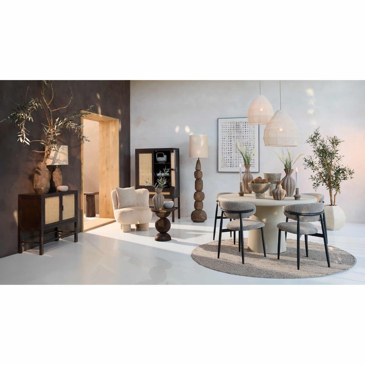 Lampe Suspendue Textiles MAKASSAR crème, LIGHT & LIVING