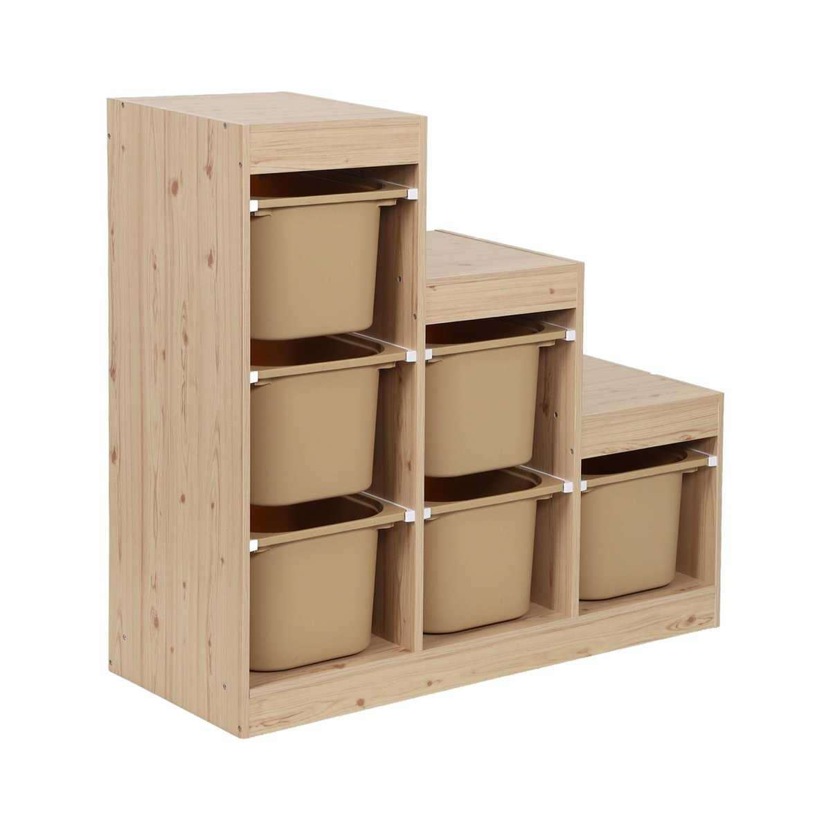 Meuble de rangement enfant escalier 6 bacs de rangement SORA beige, SWEEEK