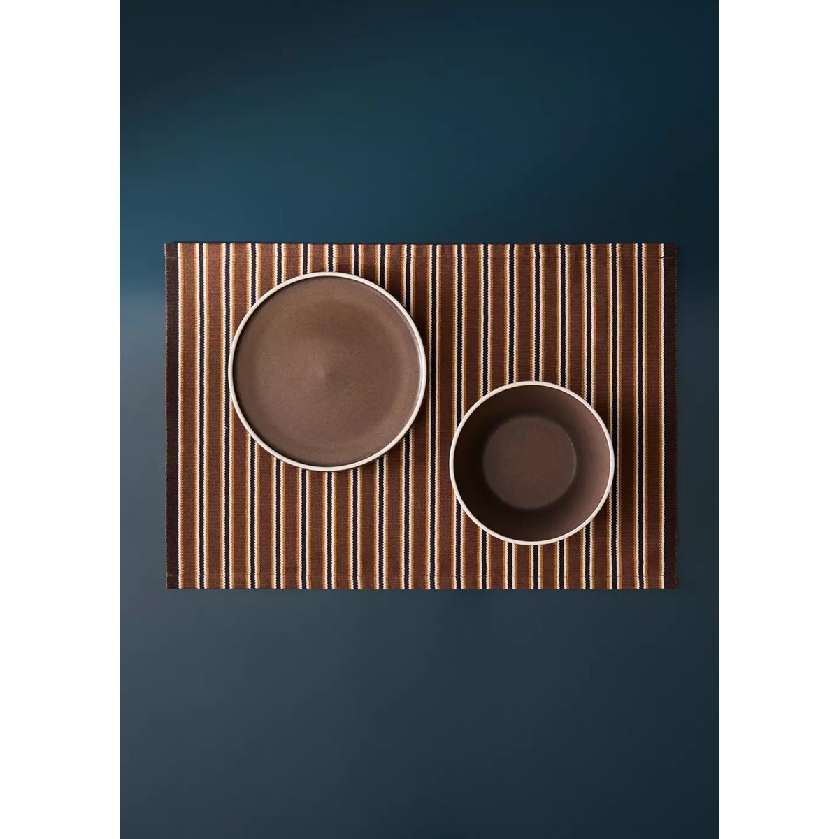 Set de table en coton à rayures marron, MANGO HOME