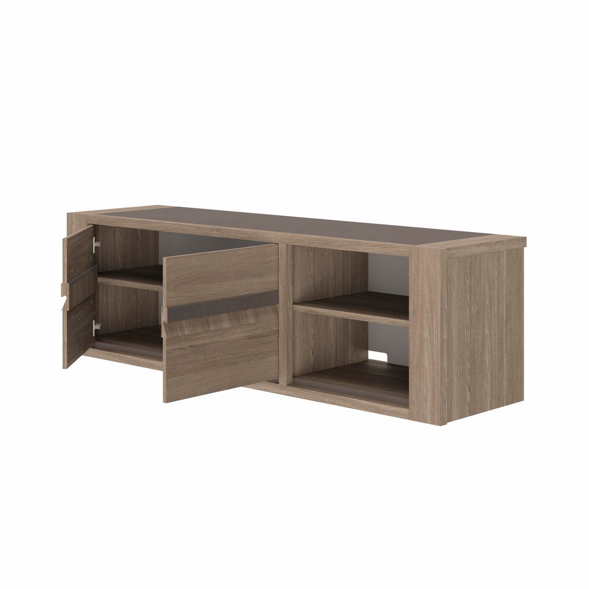 Meuble tv 2 portes reed 190cm avec tablettes beige, GAMI