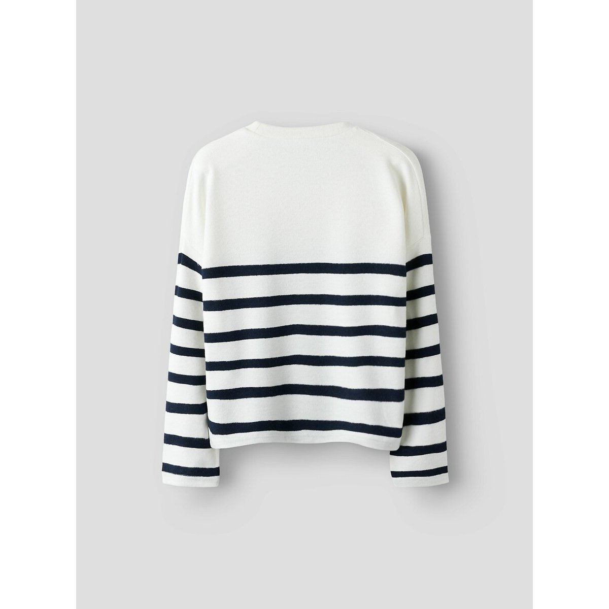 Pull rayé avec cœur sur la poitrine rayé bleu marine/blanc, NAME IT