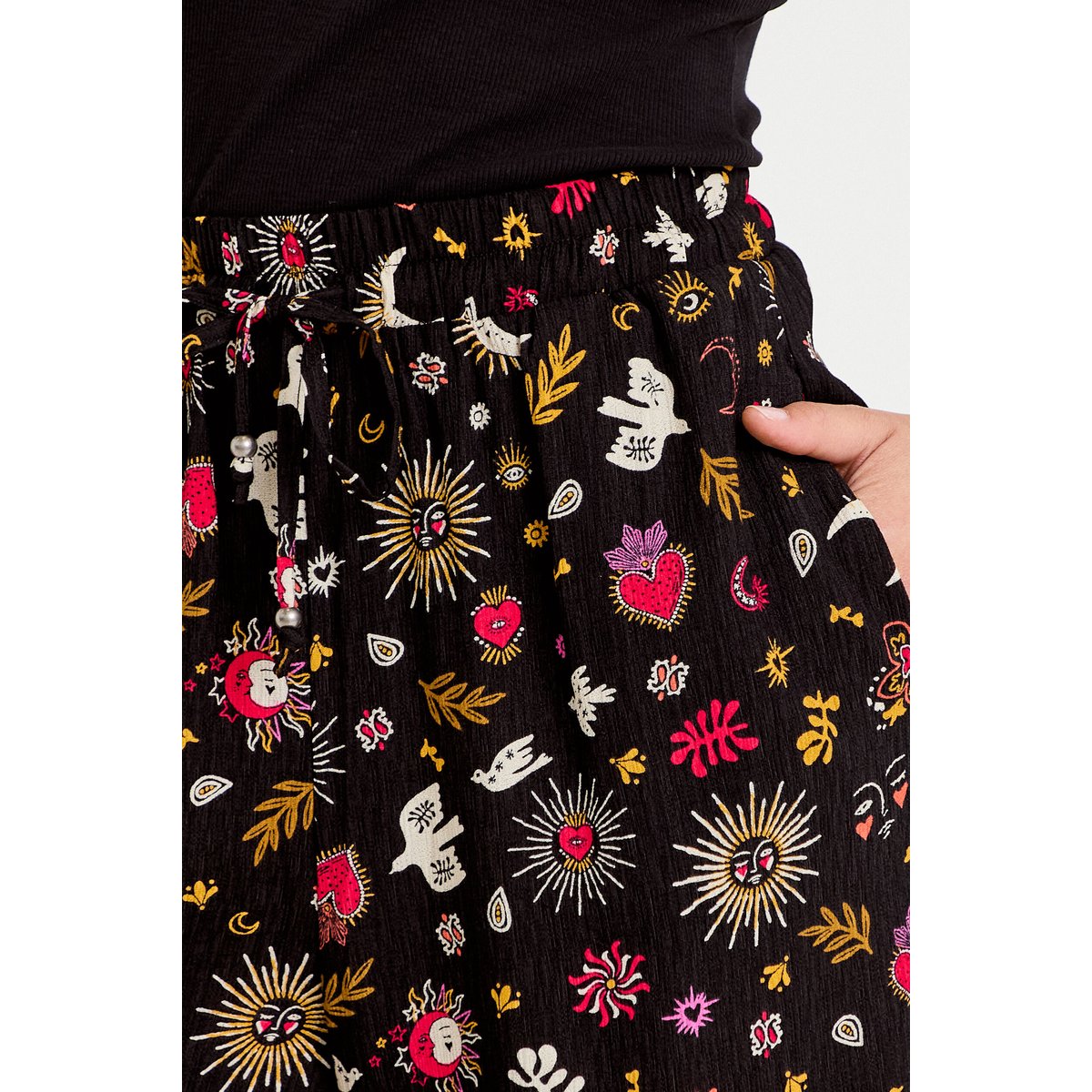 Pantalon large taille standard noir, CACHE CACHE