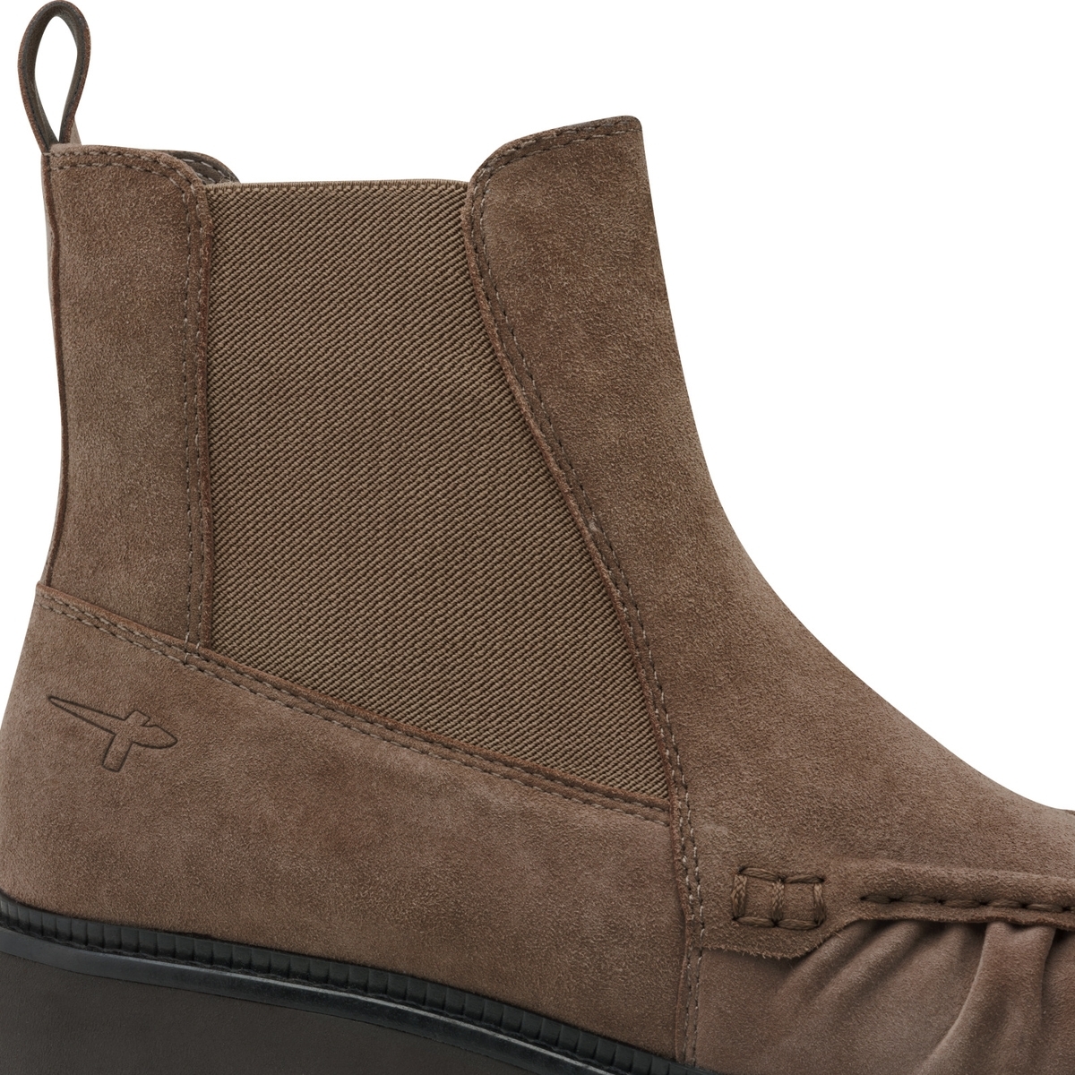 Bottine Chelsea en cuir marron taupe, TAMARIS