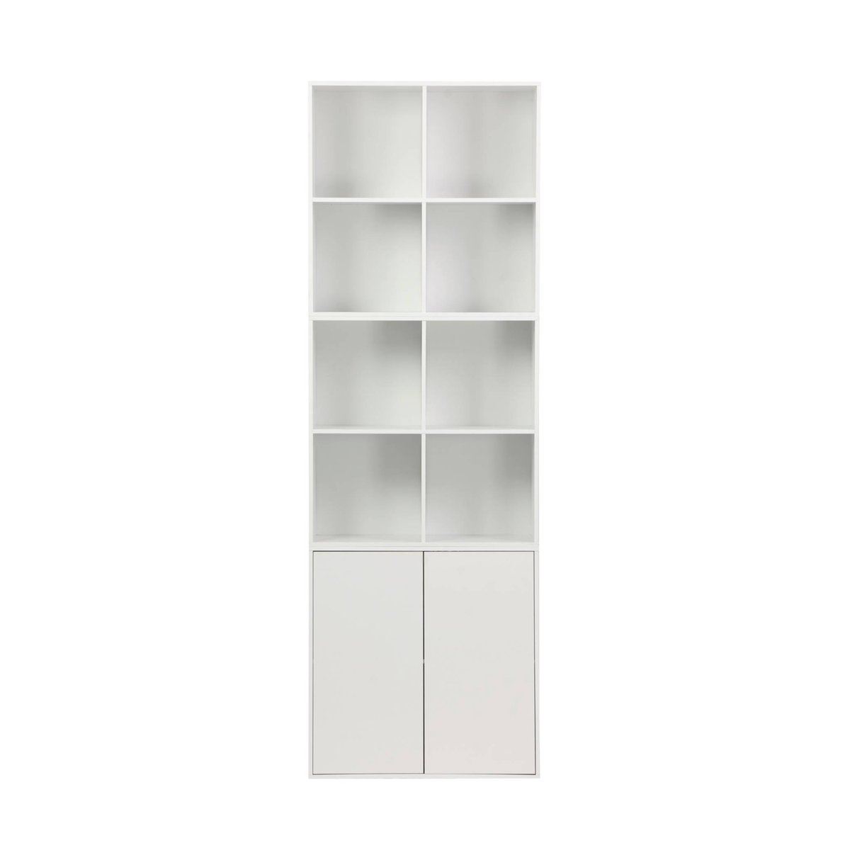 Etagère, bibliothèque modulable décor bois 3 éléments - 2 portes 8 niches KOMPO blanc, SWEEEK