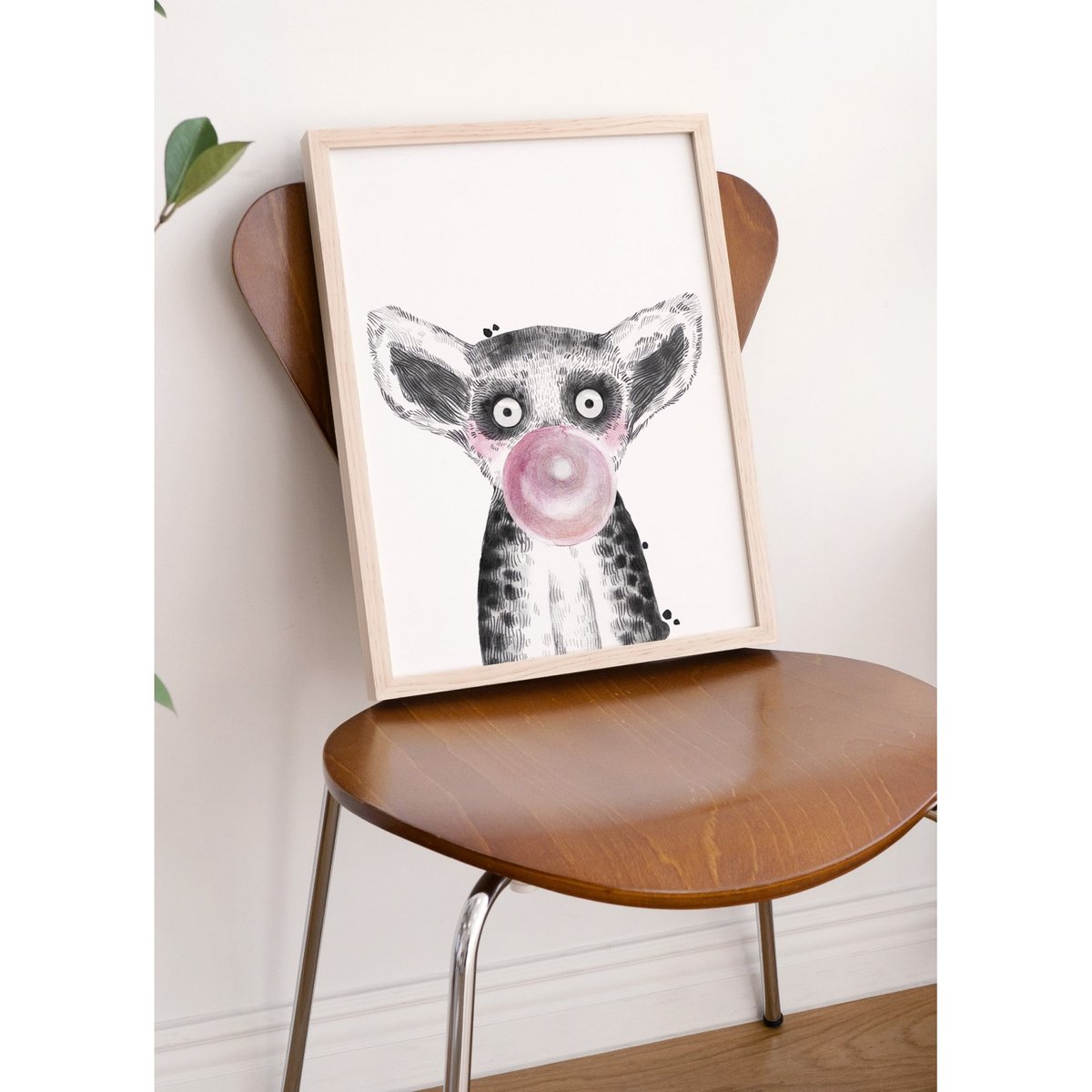 Affiche 'Bulle de Lémurien Rose' blanc, L'AFFICHERIE