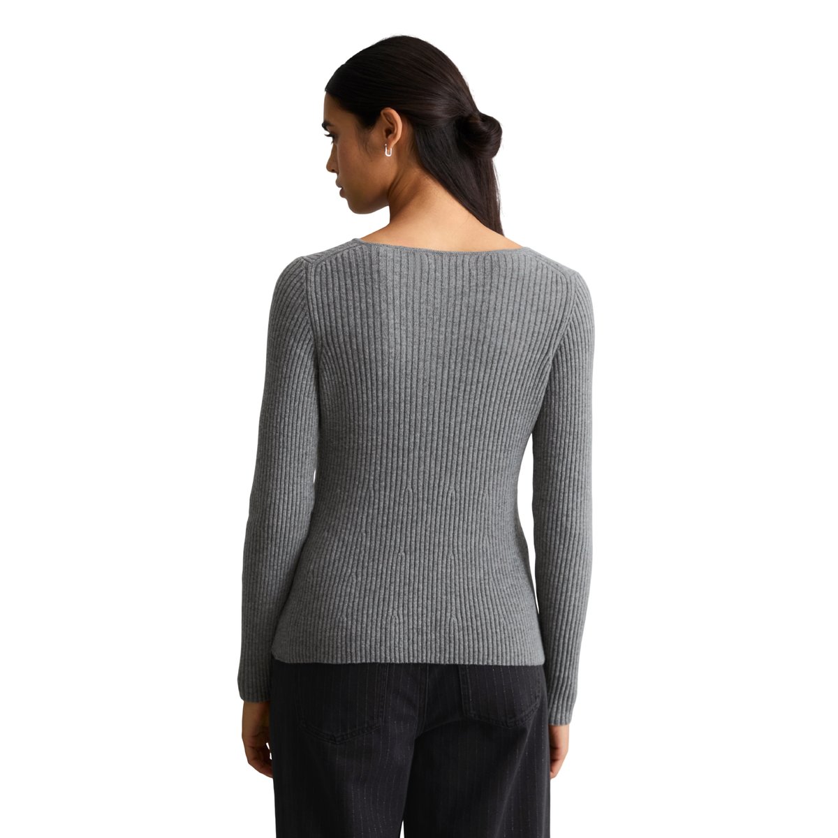 Cardigan ajusté en un mélange doux de laine vierge et de viscose gris, MARC O’POLO DENIM