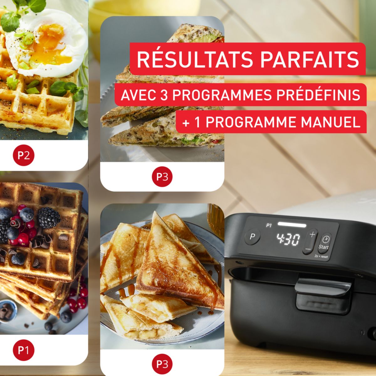 Gaufrier, croque monsieur SW873BF0 snack collection couleur unique, TEFAL