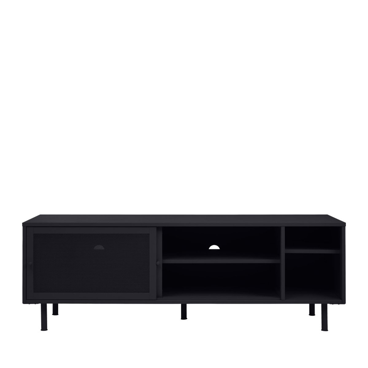 Meuble TV 2 portes, 2 niches en métal L160cm- KISO noir, DRAWER