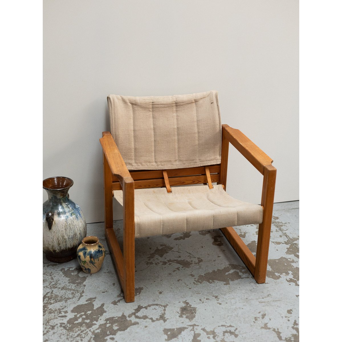 Fauteuil safari Ernest N°1637 - Bon état bois clair, DEBONGOUT