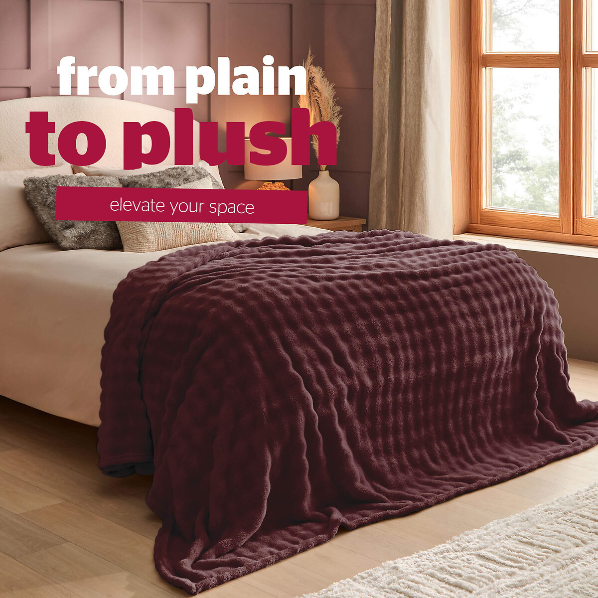 Bubble Fleece Giant Blanket berry, SILENTNIGHT