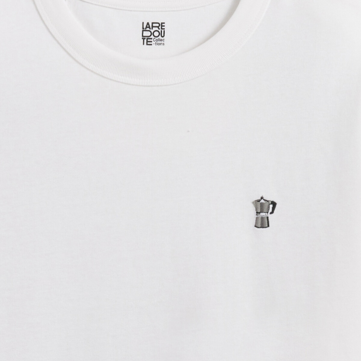 T-shirt avec broderie cafetière blanc, LA REDOUTE COLLECTIONS