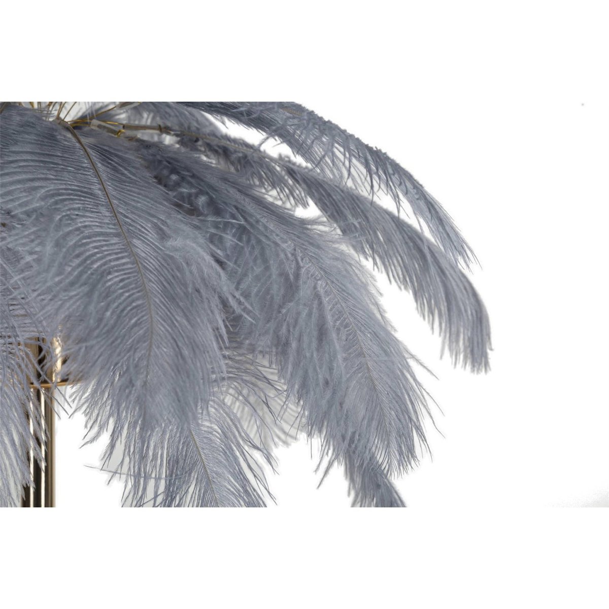 Lampe à poser palmier abat-jour plumes GLAM gris et doré, RECOLLECTION