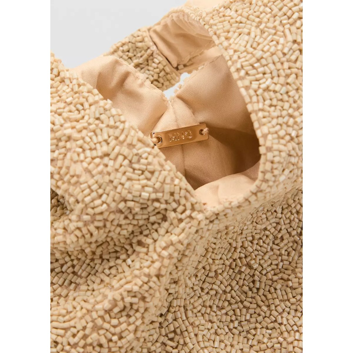 Sac à main orné de strass blanc cassé, MANGO