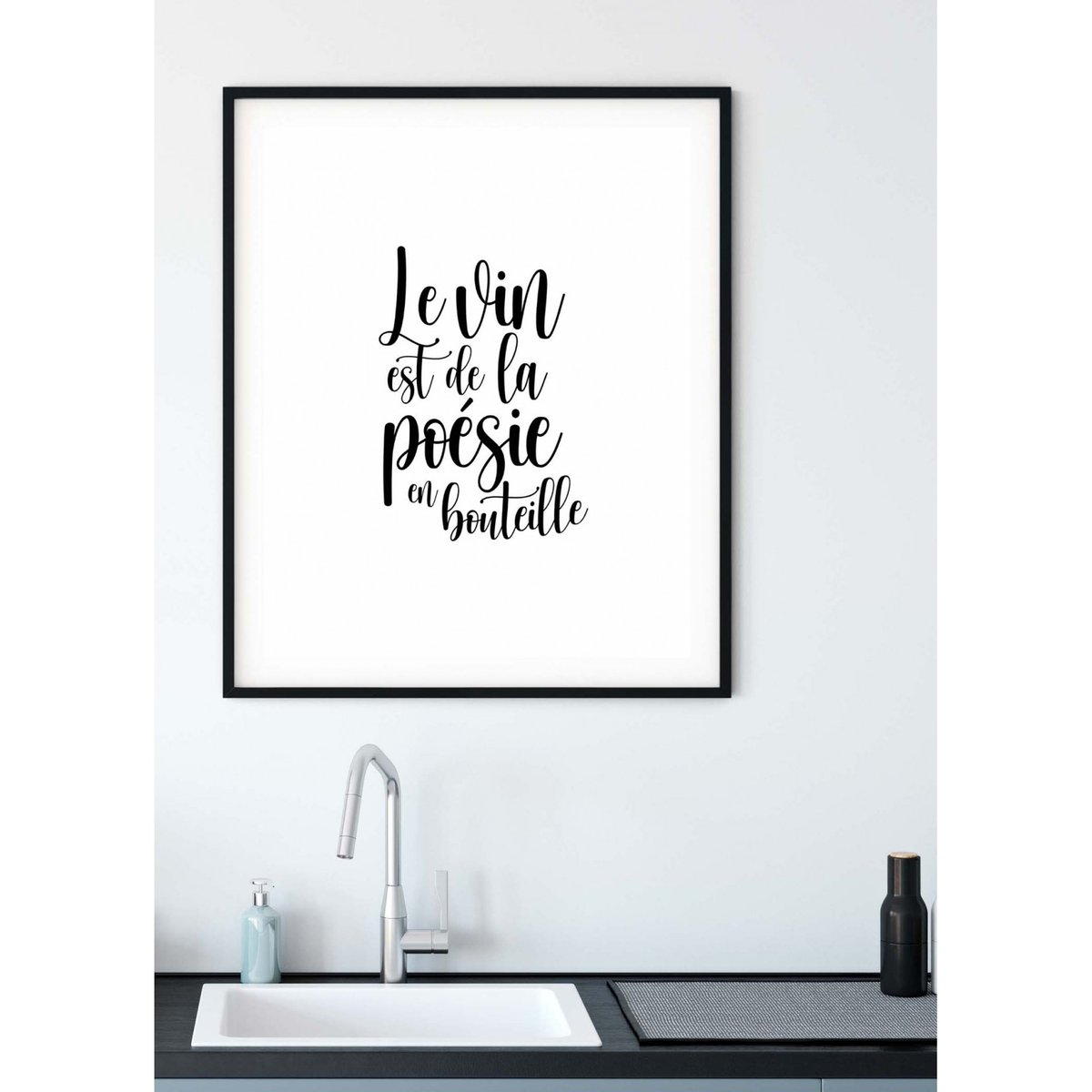 Affiche 'Le vin est de la poésie en bouteille' blanc, L'AFFICHERIE