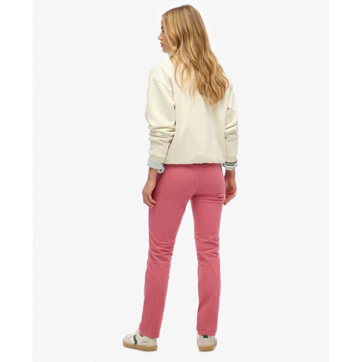 Pantalon chino à taille mi-haute rose mauve, SUPERDRY