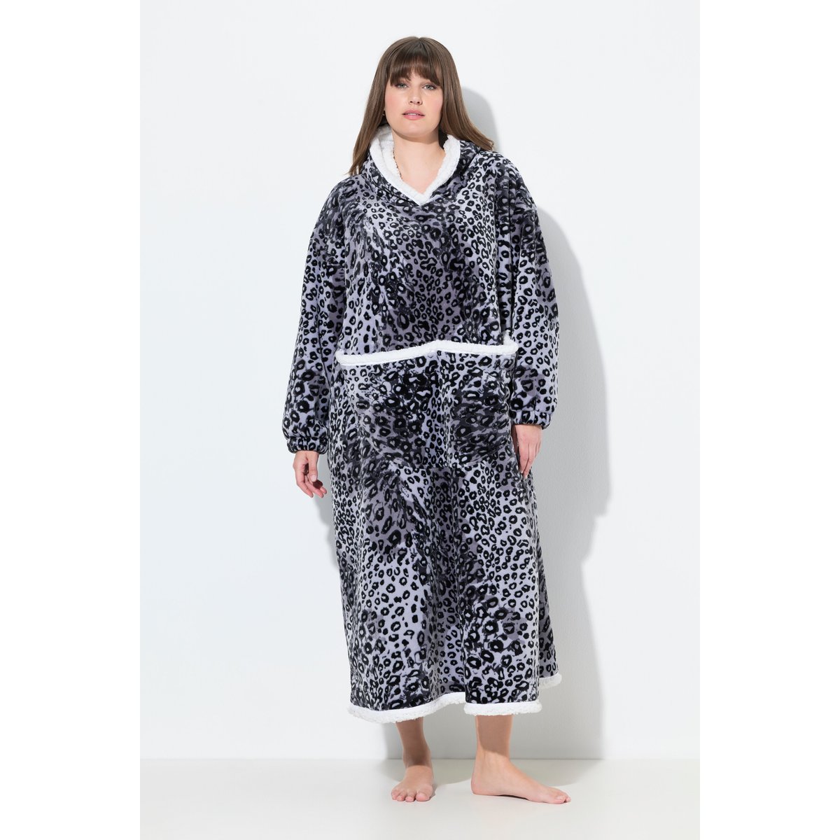 Poncho d'intérieur à capuche et gris foncé, ULLA POPKEN