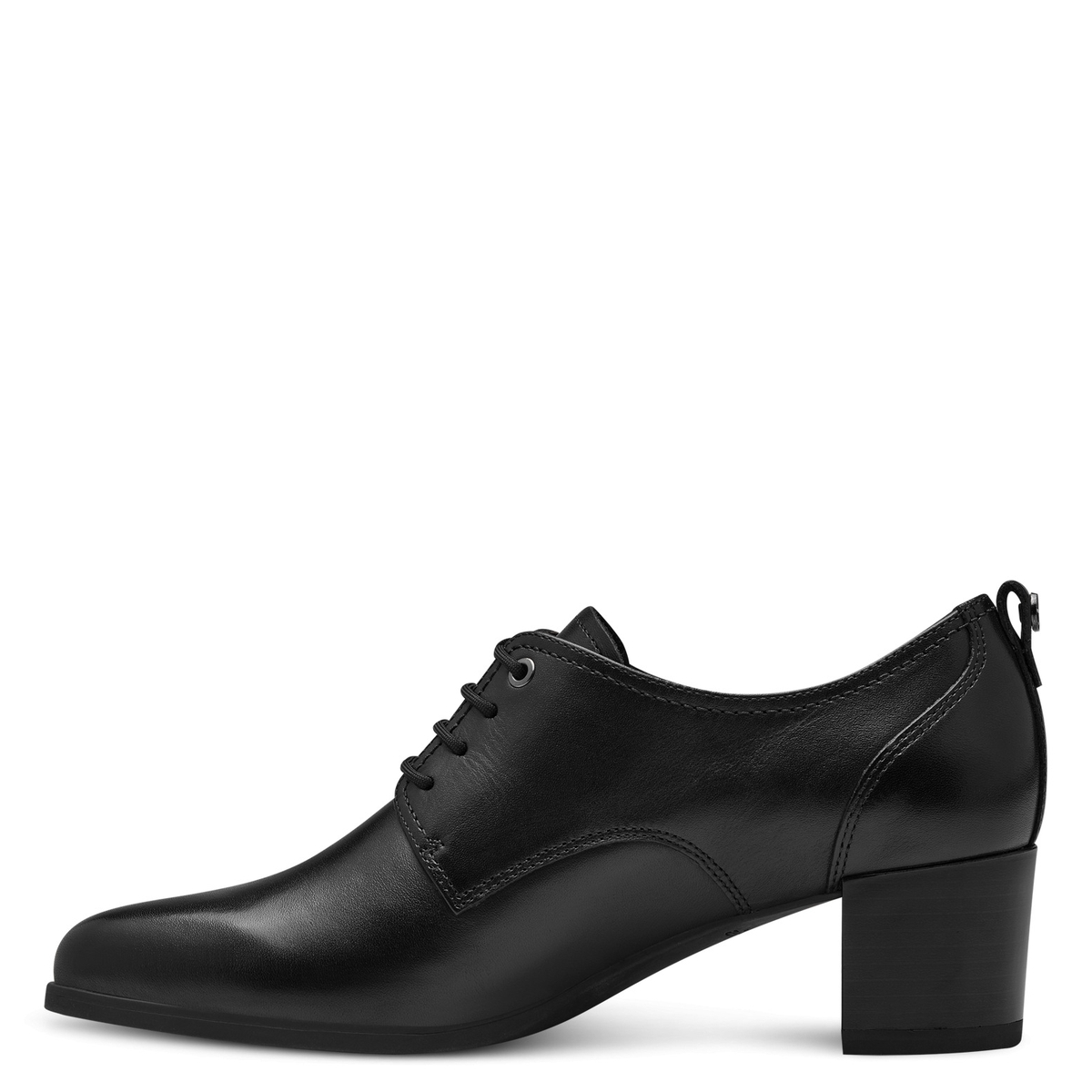 Derbies richelieu à talon, cuir noir, TAMARIS