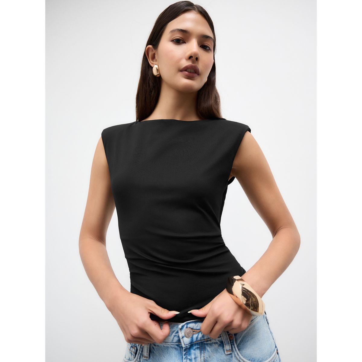 Haut sans manches en polyamide noir, NEXT