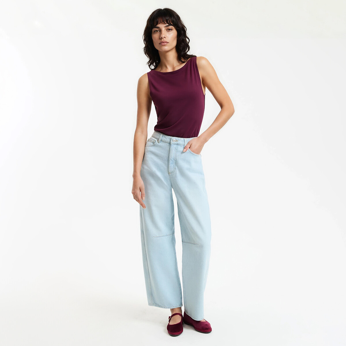 Boat Neck Vest Top purple/plum, LA REDOUTE COLLECTIONS