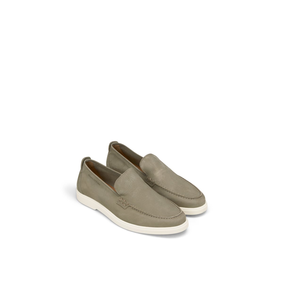 Slip-on-loafer en cuir nubuck souple marron clair, MARC O'POLO