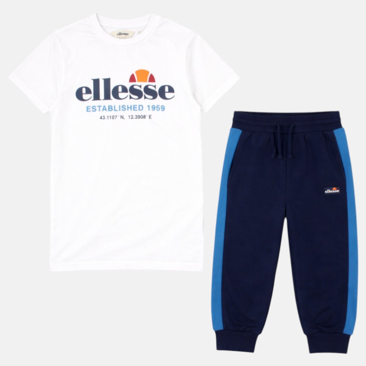 Ensemble pour enfant 3 pièces composé de deux t-shirts et d'un pantalon de survêtement TEAM bleu marine, ELLESSE
