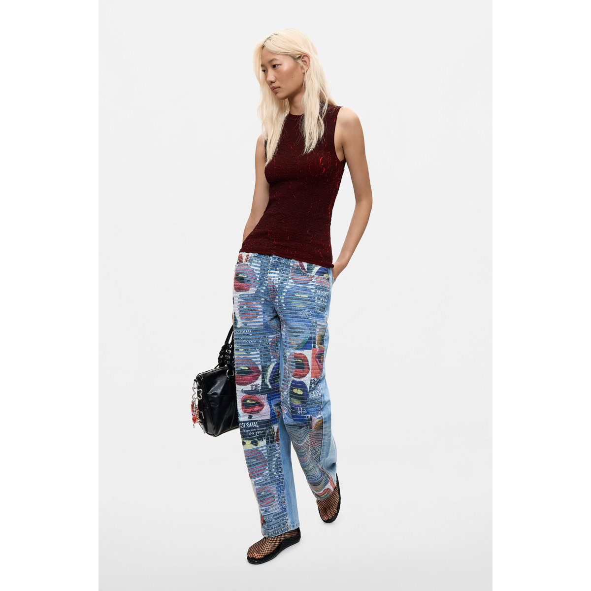 Débardeur en maille rouge, DESIGUAL