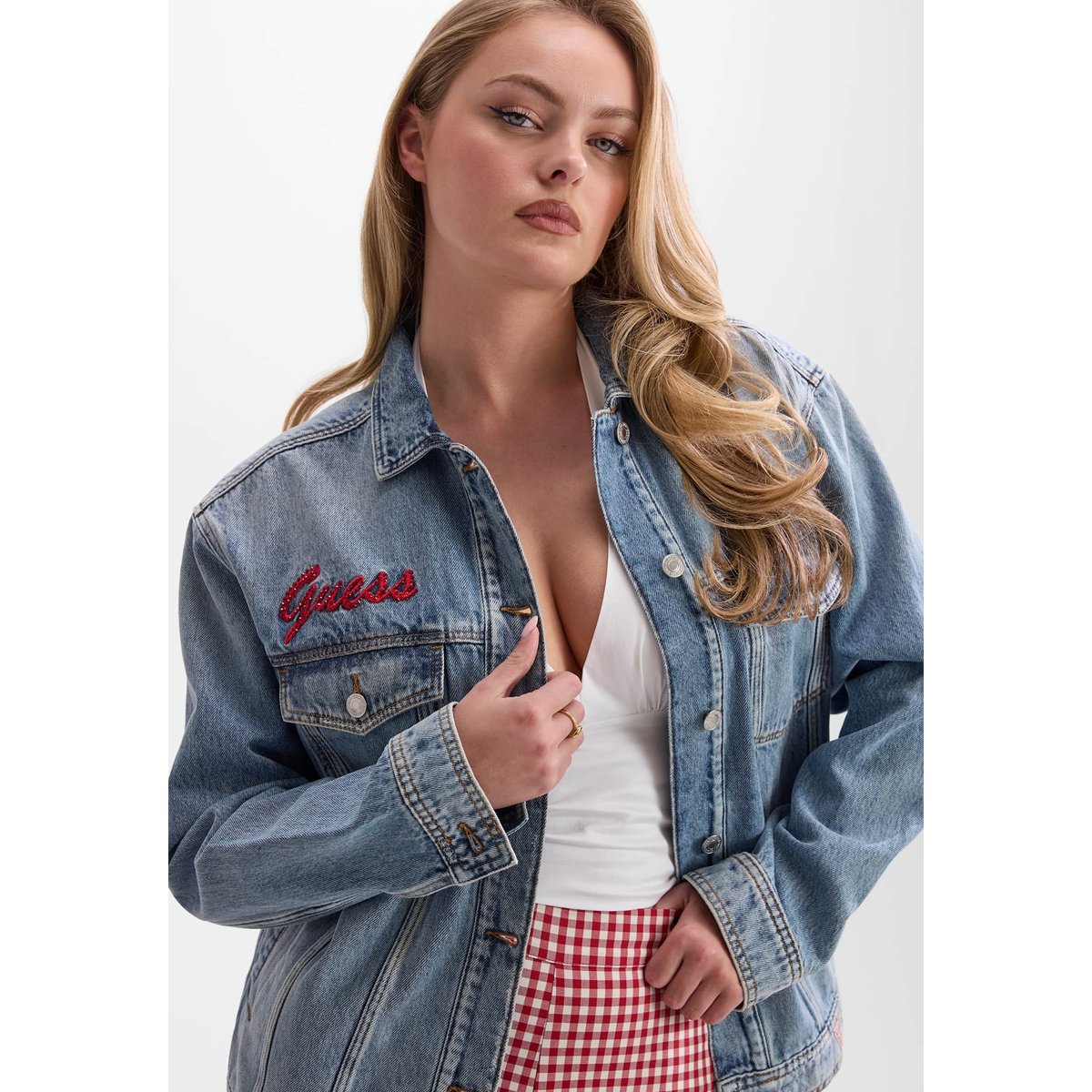 Veste En Denim bleu clair, GUESS