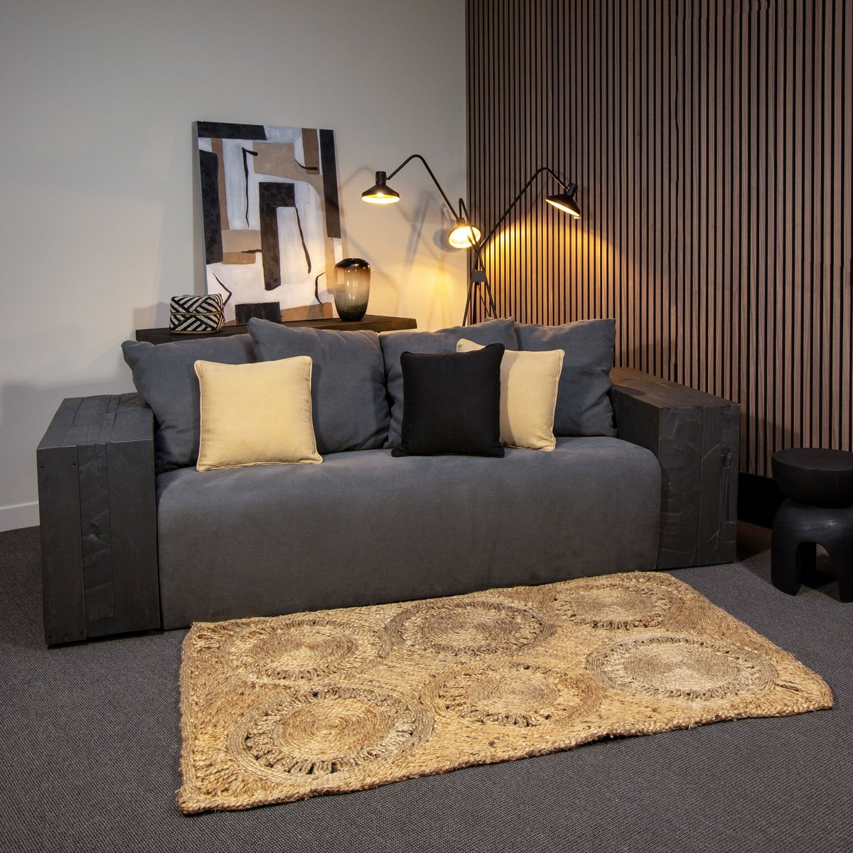 Tapis rectangulaire en jute tissé à la main naturel, NOW'S HOME