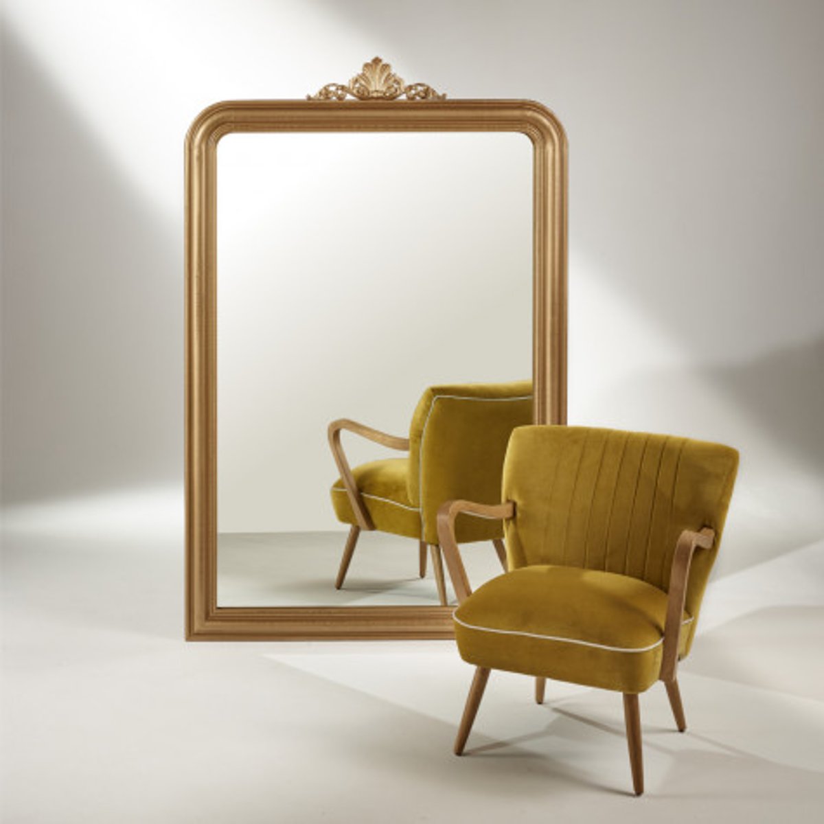 Miroir 177 x 117 style classique, cadre en pin AMANDINE or, ROBIN DES BOIS