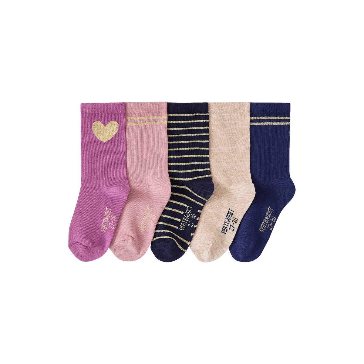Lot de 5 chaussettes mauve, VERTBAUDET