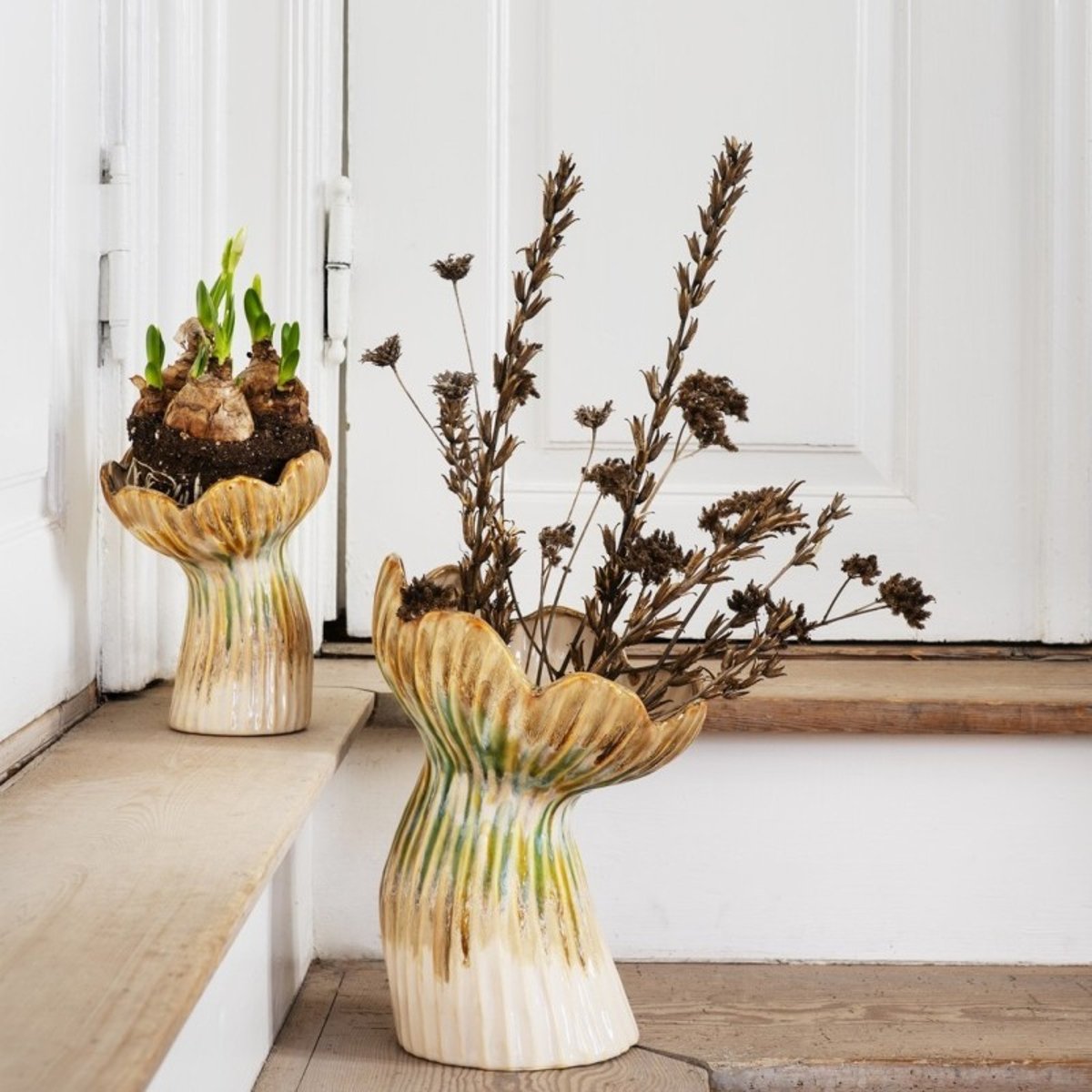 Vase inspiration art déco céramique beige, MADAM STOLTZ